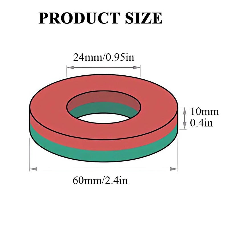 Burnur Grade C8 Ceramic Ring Magnet, OD 60 mm x ID 24mm x 10 mm 2.4" Large Ferrite Magnets. 2 Pack - Image 3